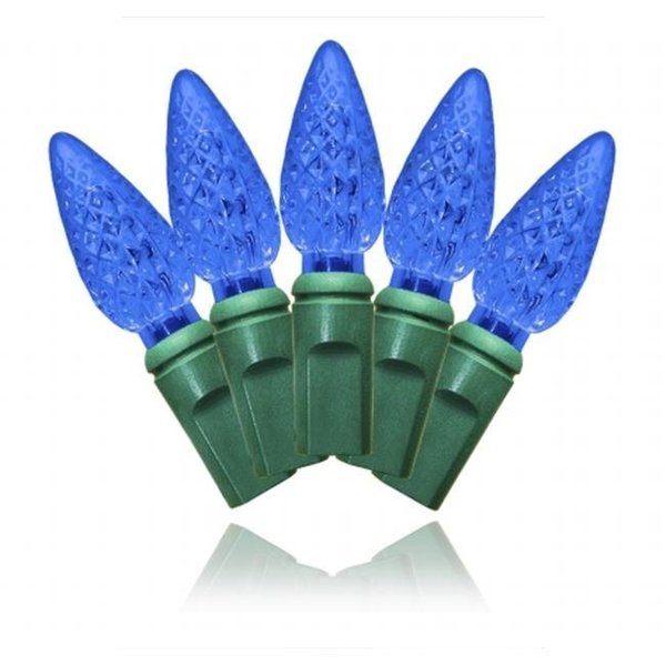 Winterland Winterland S-70C6BL-4G C6 Faceted Blue LED Light Set With In-Line Rectifer On Green Wire S-70C6BL-4G